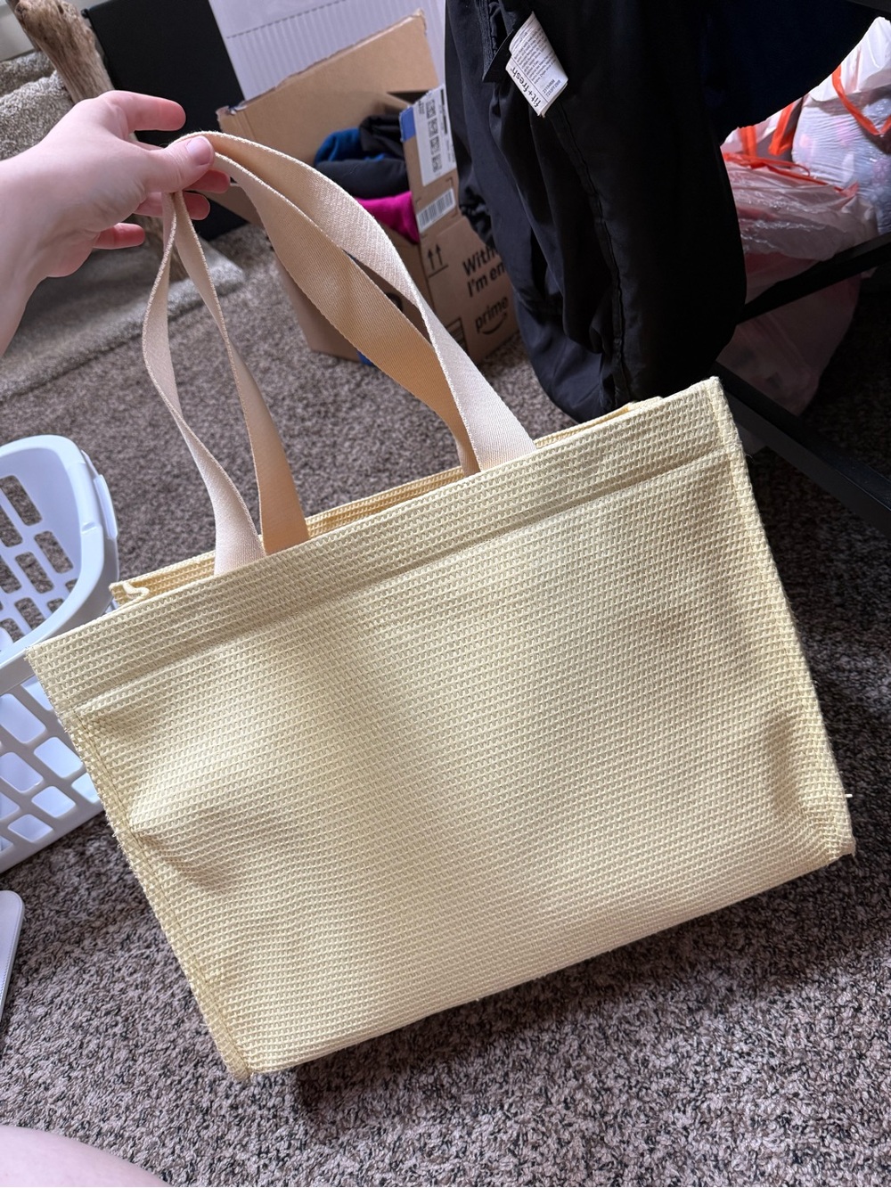 Yellow Woven Tote Bag - a new day